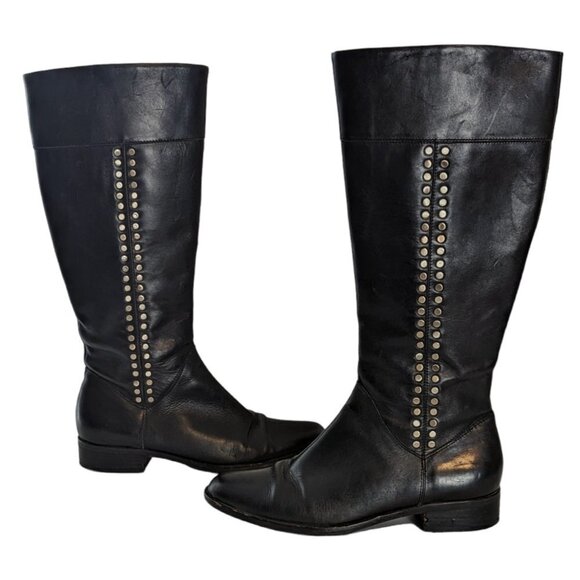 Aldo Central Riding Boots Stud Moto Preppy Studded Tall Western Coachella Boho - Picture 1 of 9